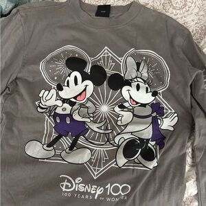 Disney Gray and Purple Long Sleeve Tee with Mickey and Minnie